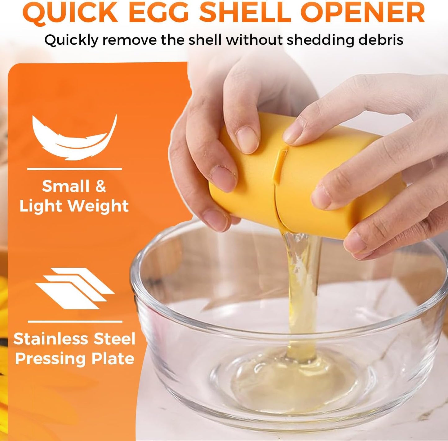 Egg Cracker Tool | Easy Shell Egg Opener | Handheld Egg Seperator Tool | Perfect for Baking, Scrambled Eggs & Omelets – No Mess, No Shell Pieces (Yellow/Pink/Orange - 3 Pack)