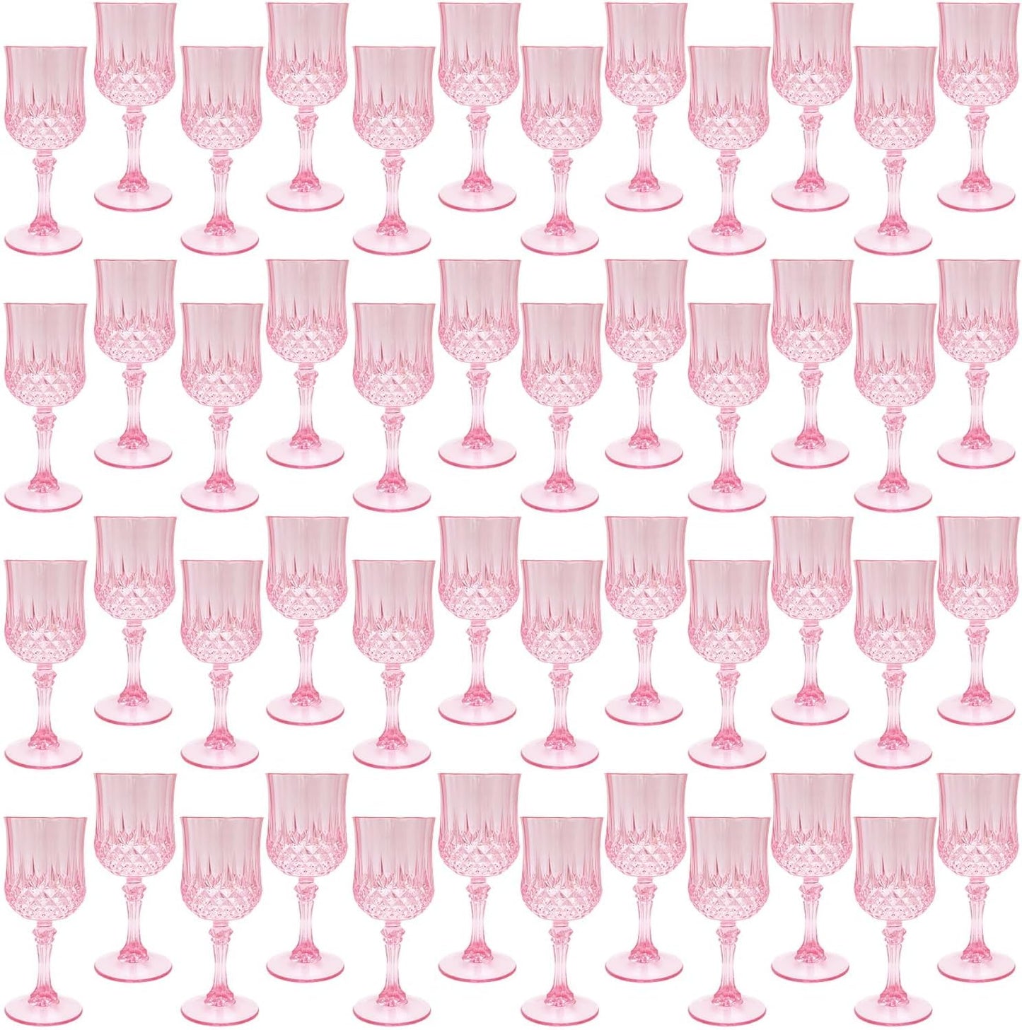 Plastic Wine Glasses，Plastic Goblets Vintage Style Cordial Drinking Glasses for Wedding Reception, Grand Event Party Supplies (100, Pink)