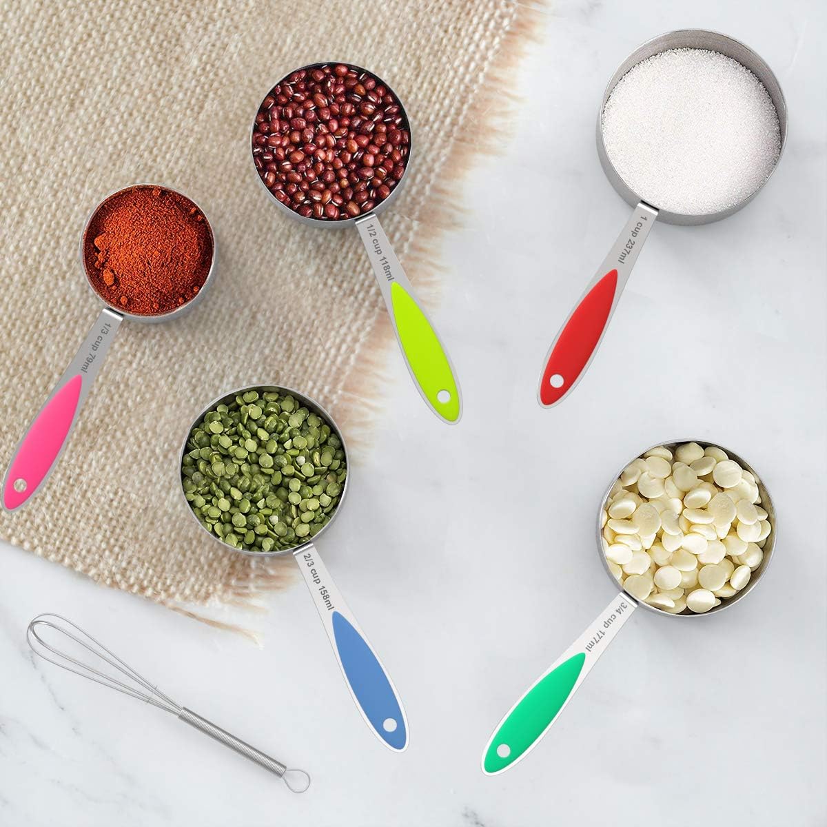 Measuring Cups and Spoons - Wildone Stainless Steel 20 Piece Stackable Set, Includes 8 Measuring Cups, 10 Measuring Spoons, 1 Leveler & 1 Whisk, for Dry and Liquid Ingredient