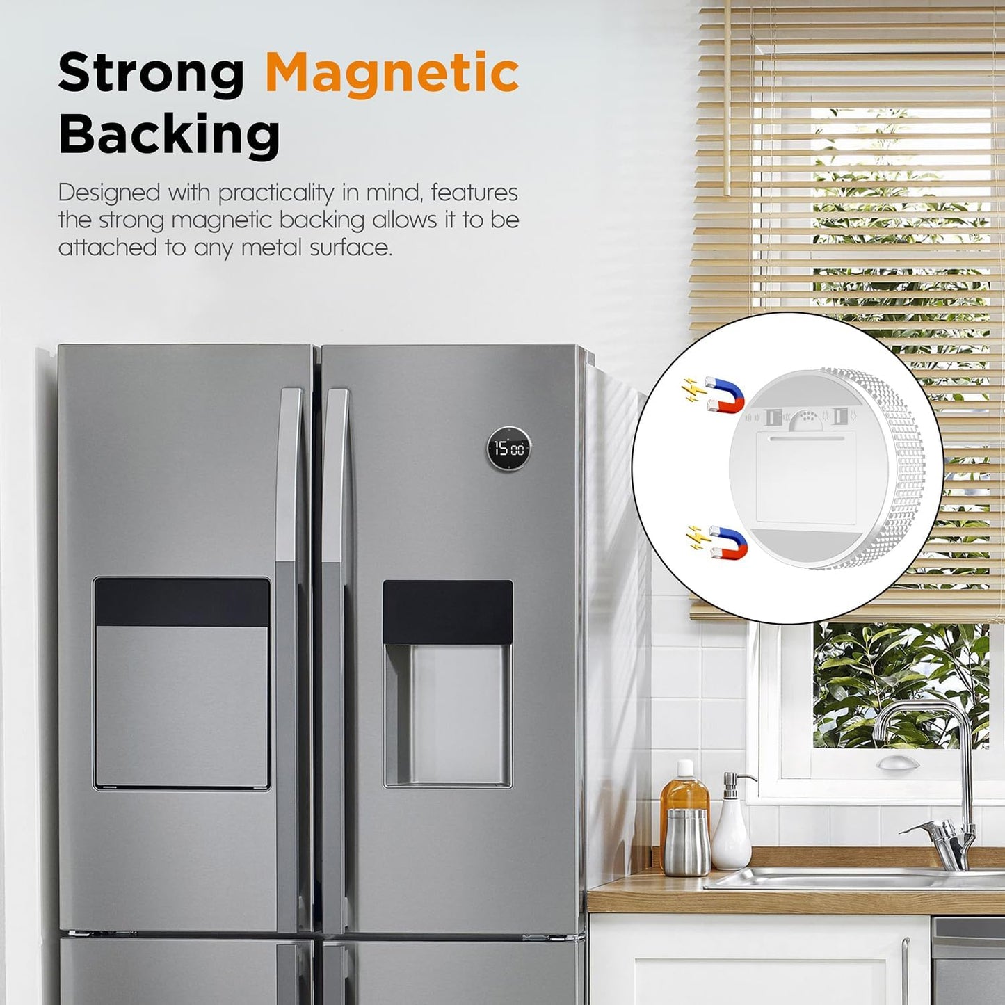 Upgrade Digital Kitchen Timer - 2 Pack Magnetic Countdown Countup Visual Pomodoro Timer with Large LED Display, 3-Preset Times, 3 Volume Levels, Ideal for Cooking, Baking and Fitness (2, White)