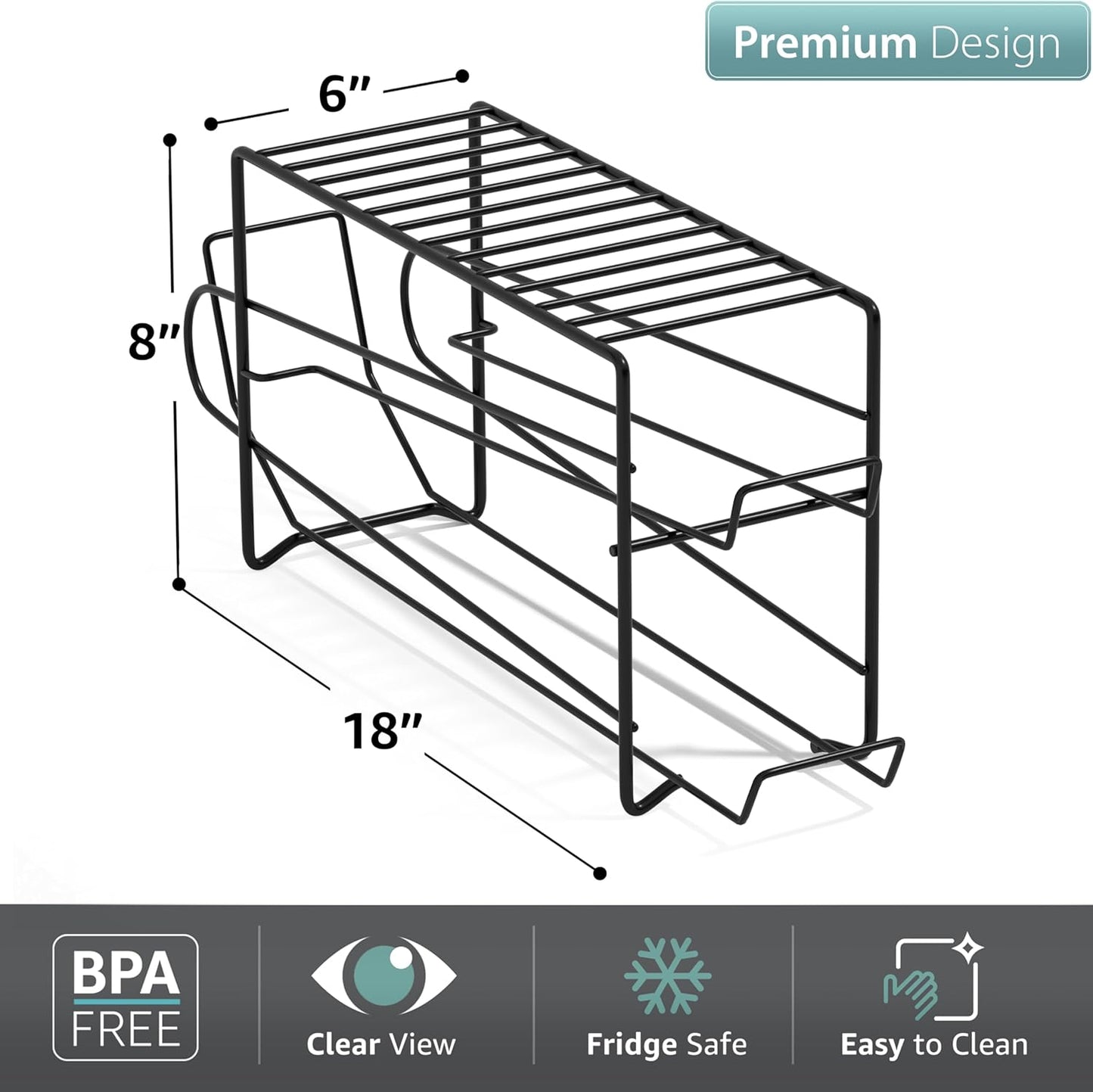 Sorbus Soda Can Rack Beverage Dispenser & Organizer for 12 Standard 12oz Cans - Refrigerator Compatible (1 Pack, Black)