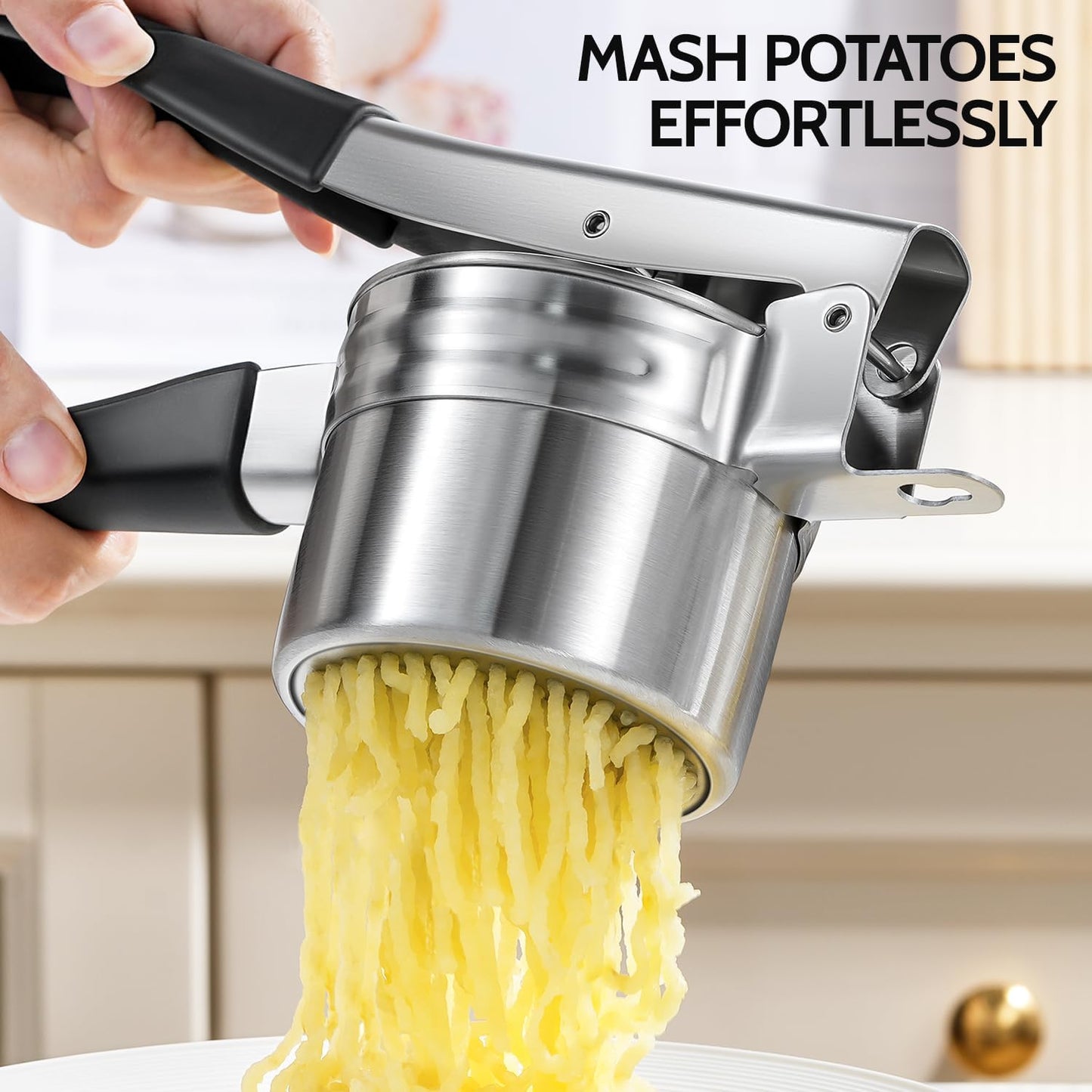 Potato Ricer, Sopito Upgraded Stainless Steel Potato Masher with 3 Interchangeable Discs, Heavy Duty Kitchen Tool Gadget