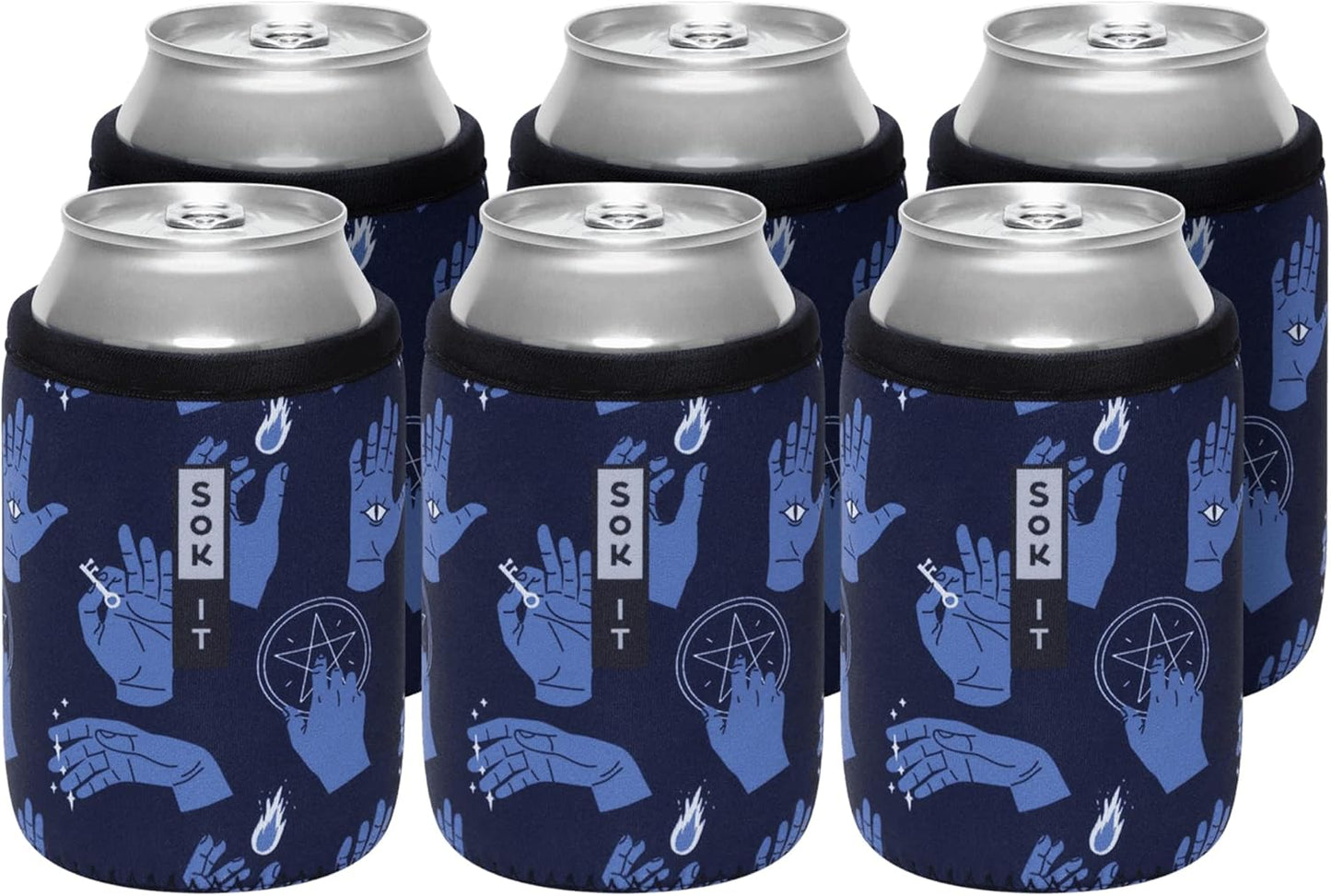 Sok It CanSok 6 Pack Sleeve for Beer & Soda Insulated Neoprene Cover (Occult Hands, 12oz Can Sleeve - 6 Pack)