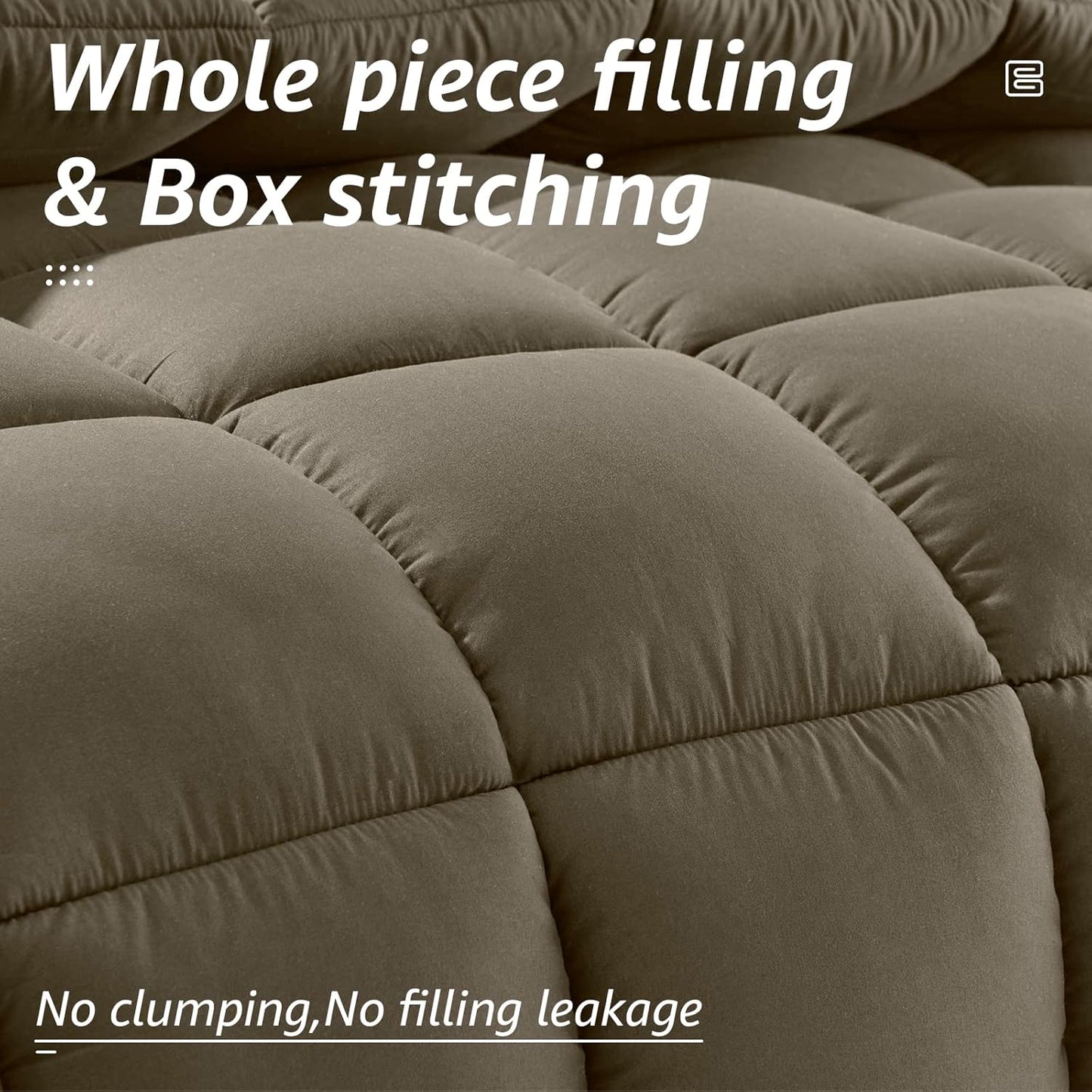 HYLEORY All Season California King Size Bed Comforter - Cooling Down Alternative Quilted Duvet Insert with Corner Tabs - Winter Warm - Machine Washable - Taupe,Cal King(96*104)