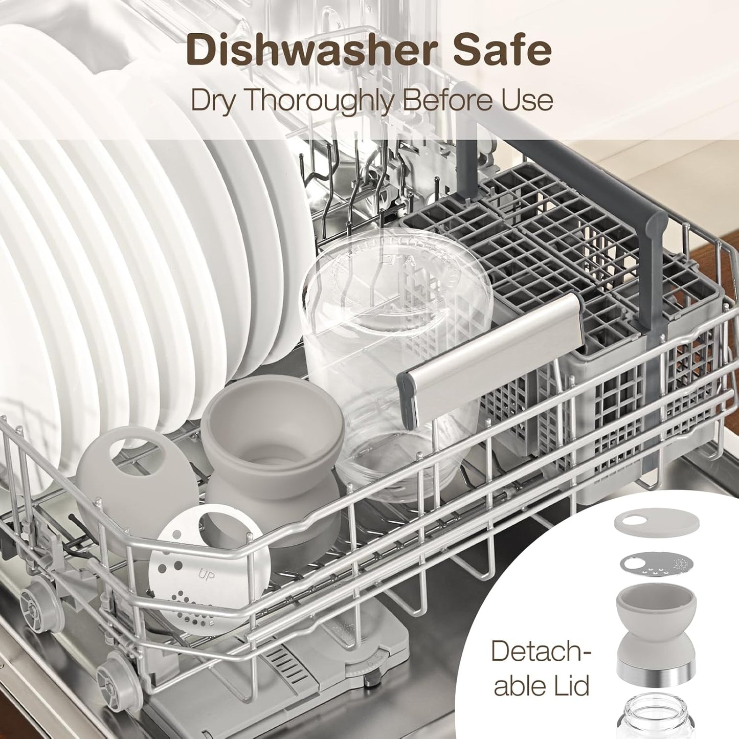 VUCCHINI Salt and Pepper Shaker Set with Lid 3 level Adjustable Pour Holes Seasoning Spice shaker Jar Glass Bottle, Large Salt and Pepper Dispenser Moisture-proof for Kitchen, Cooking (5 oz, Grey)