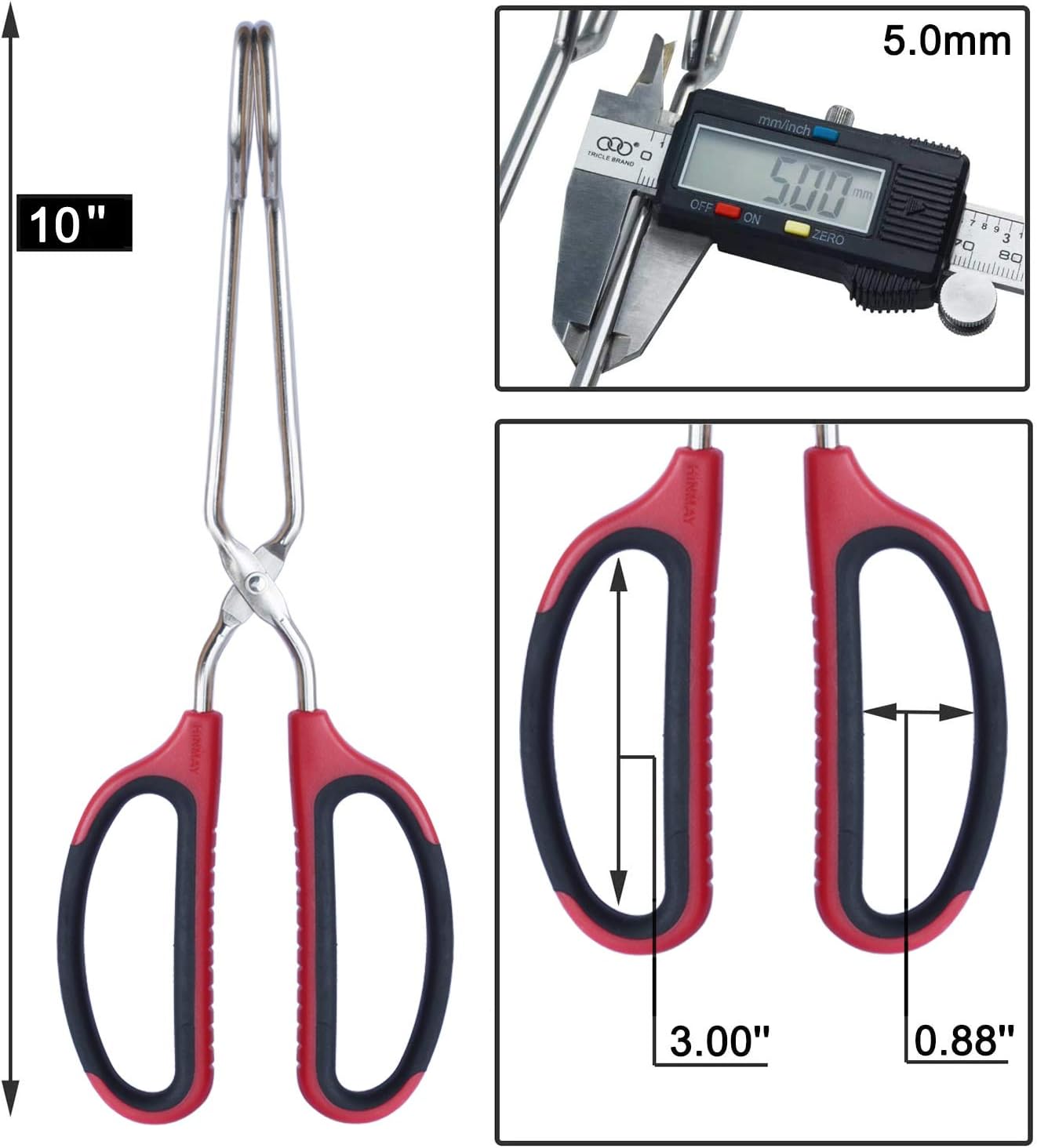 Stainless Steel Scissor Tongs with Comfort-Grip Handle 10-Inch