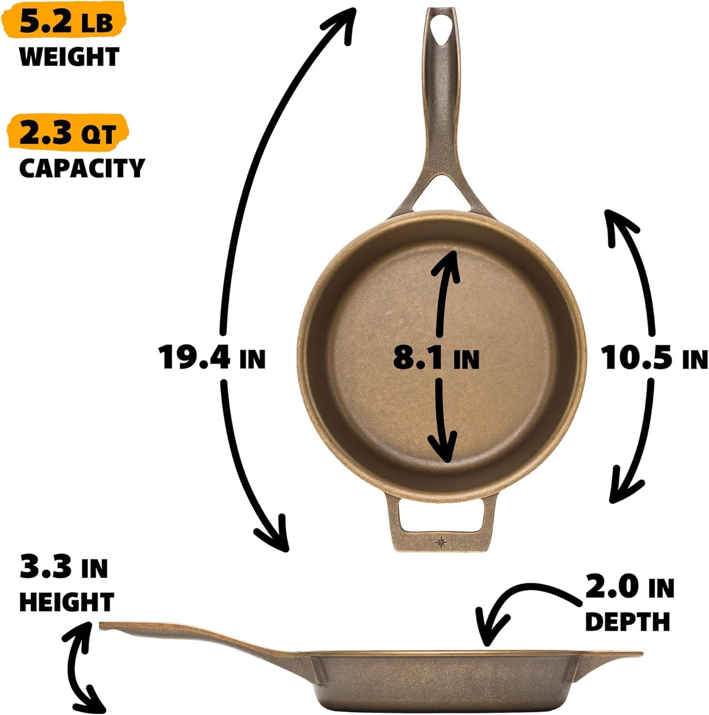 Stargazer 10.5-Inch Cast Iron Skillet | Made in USA, Seasoned, Premium Frying Pan for Grilling, Searing, Baking & More – Durable Cast Iron with Smooth Cooking Surface