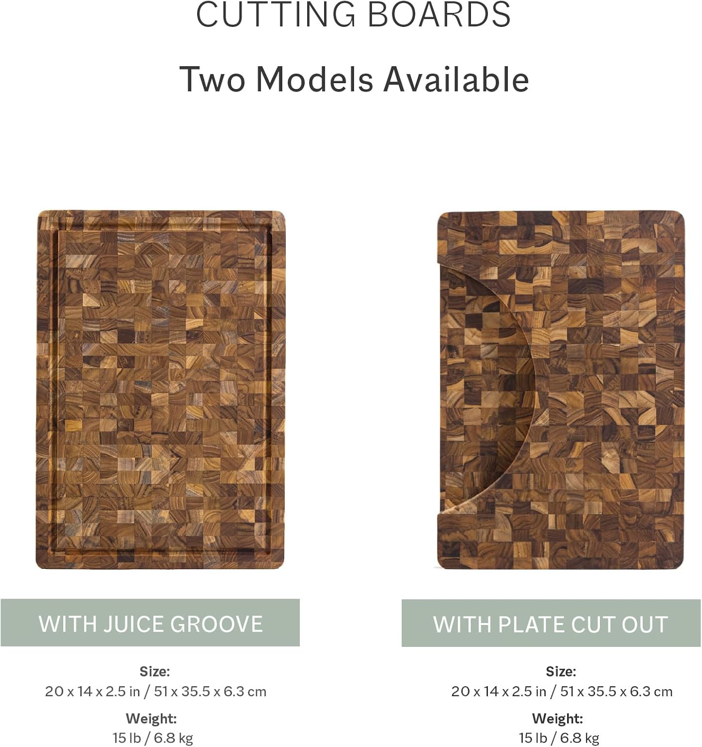 Teakhaus Butcher Block Carving Board - Large Extra Thick Cutting Board with Juice Groove and Grip Handles - Teak End Grain Wood - Knife Friendly - FSC Certified