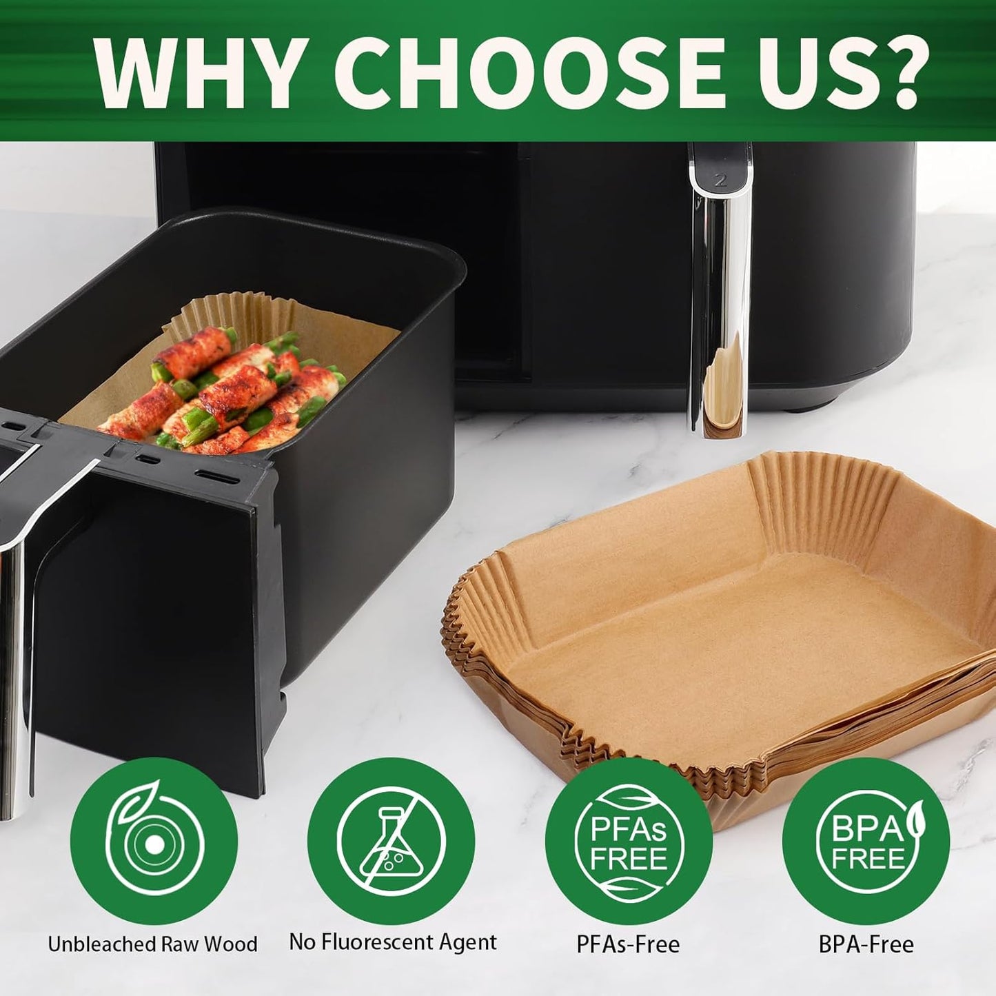 100 Pcs Non-Stick Disposable Parchment Paper Pads Air Fryer Liners Compatible with Ninja AG301 Indoor Grill Air Fryer