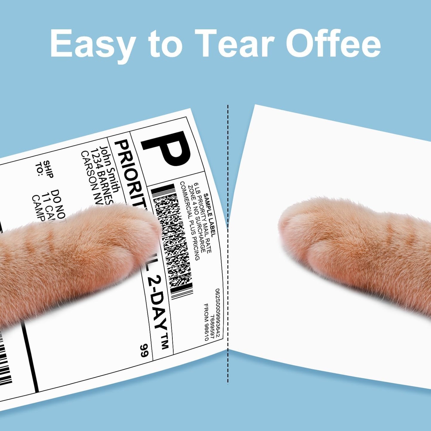 4x6 Direct Thermal Labels, 500 Labels/2 Rolls(250 Pcs per Roll), Mailing Postage Label for Shipping Packages, Strong Adhensive Shipping Label Compatible with POLONO, MUNBYN Thermal Printer