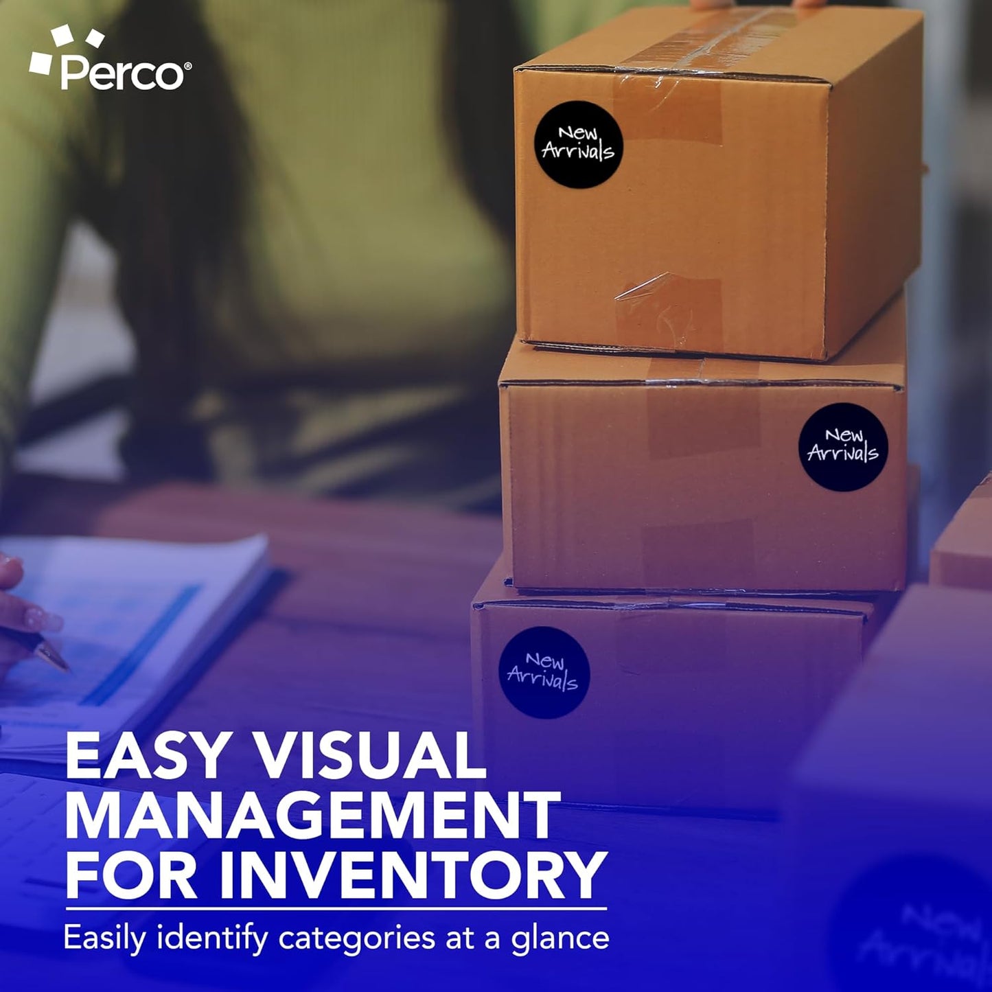 Perco Black 3-Inch Perforated Circle Dot Sticker Labels — 10 Rolls, 5,000 Round Stickers — with Permanent Adhesive for Moving Boxes, Sale Signage, Displays, Status Messaging—Made in USA