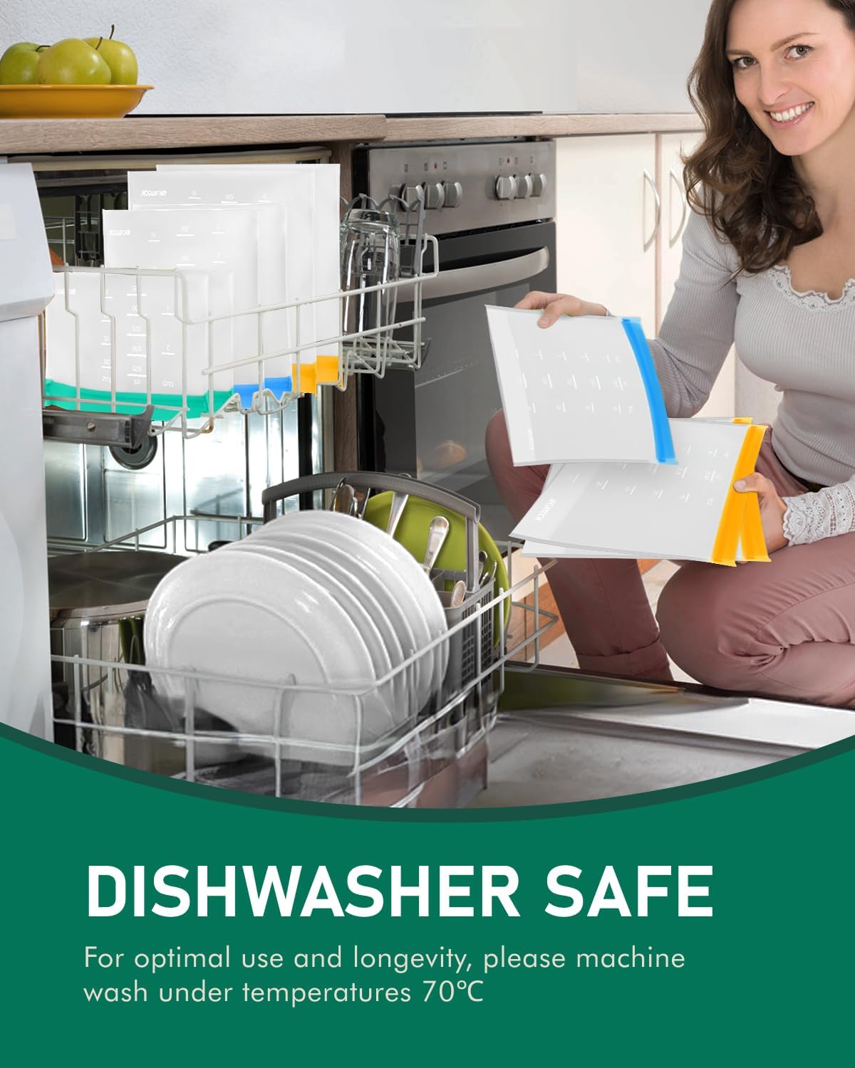 IDEATECH Sandwich Bags, Quart Freezer Bags Dishwasher Safe, Leakproof & BPA Free Reusable Bags for Food Storage, Home Organization, Traval & Make-up, Plastic Free Storage Bags Stand Up(10Pack)