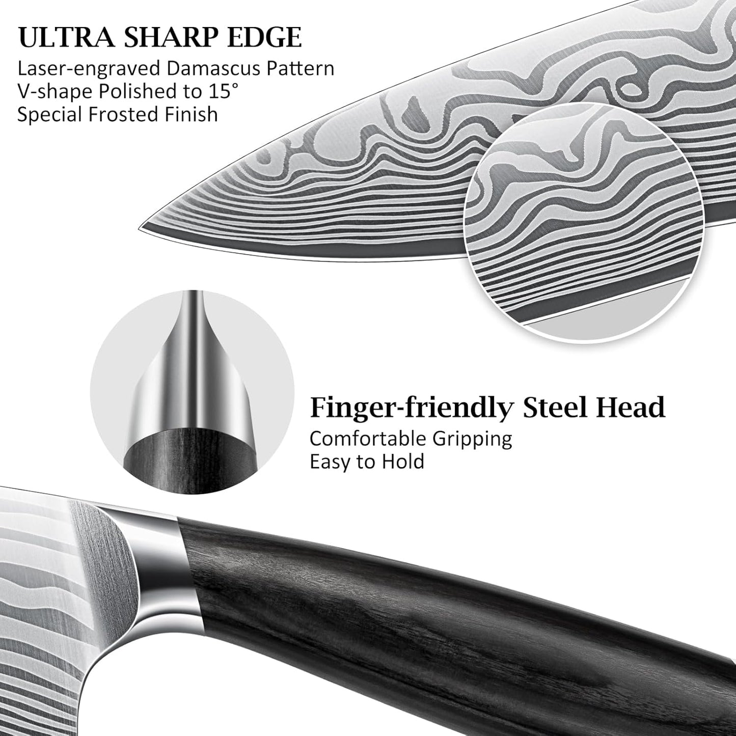 HOSHANHO 16-Piece Knife Set with Block, Ultra Sharp High Carbon Powder Steel Knife Block Set, Chef Knife Set Professional Kitchen Knives Set with Sharpener and Pakkawood Handle