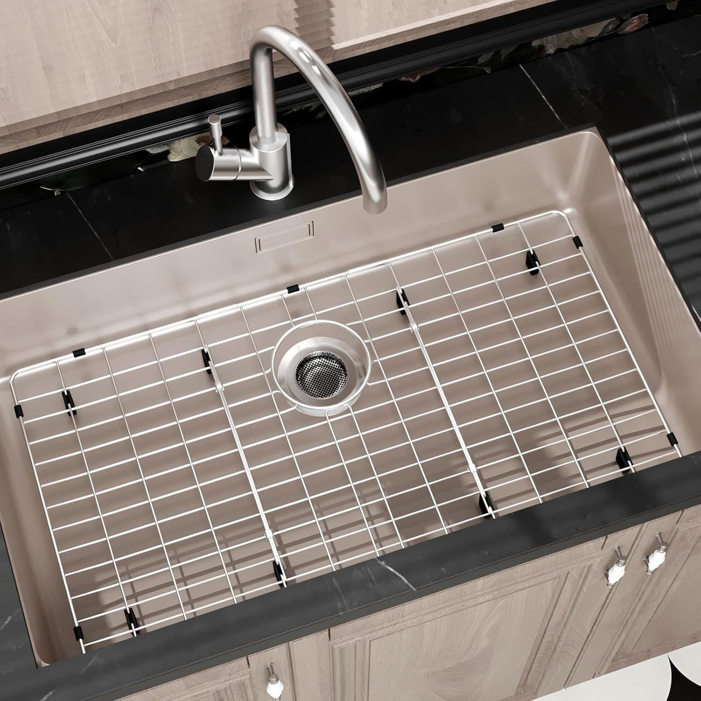 Sink Protectors for Kitchen Sink, Sink Grate Grid for Bottom of Sink, Metal Sink Rack, Bottom Basin Rack, Stainless Steel, 28-7/8" x 14-3/8"