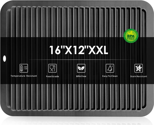 Black Silicone Trivet 16'' X 12'' Silicone Hot Pads for Kitchen Nonslip and Heat Resistant Hot Pads Trivets for Kitchen Quartz Countertops (Black)