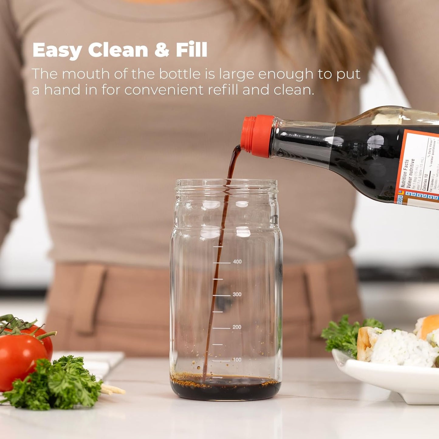 Zuutii Olive Oil Dispenser Bottle 18.6oz – Auto Flip Glass Vinegar Bottle with No-Drip Spout for Kitchen Cooking, Oil and Sauce Dispenser, Light Cream