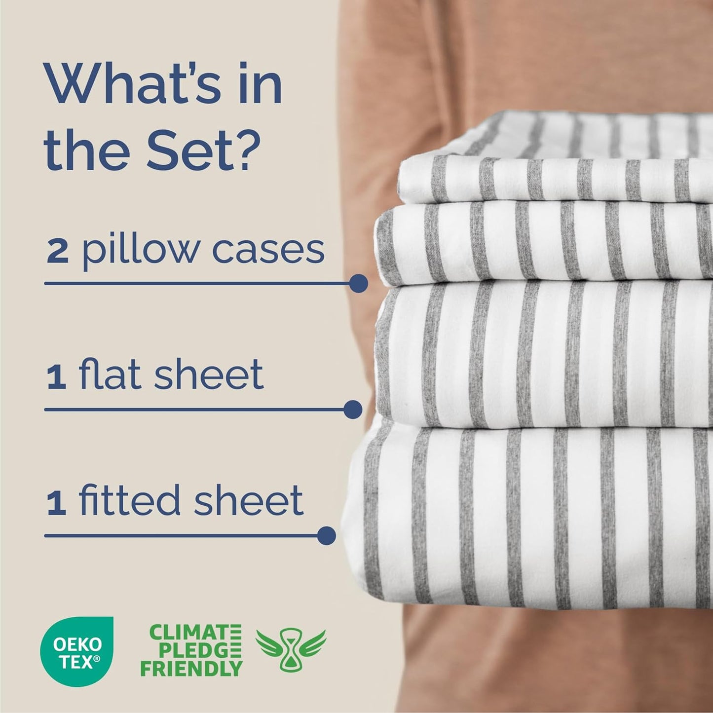 Cal King Size 4 Piece Sheet Set - Comfy Breathable & Cooling Bed Sheets Set - Hotel Luxury Bedding for Women, Men, Kids, Teens, Boys & Girls - Deep Pockets & Wrinkle Free - Oeko-Tex - Grey Stripes 2