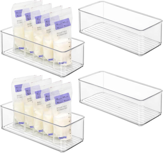 Hudgan 4 PCS Breastmilk Storage Container Set, Space-efficient for Breast Milk Storage in Fridge Freezer, Fits the Lansinoh and Medela bags