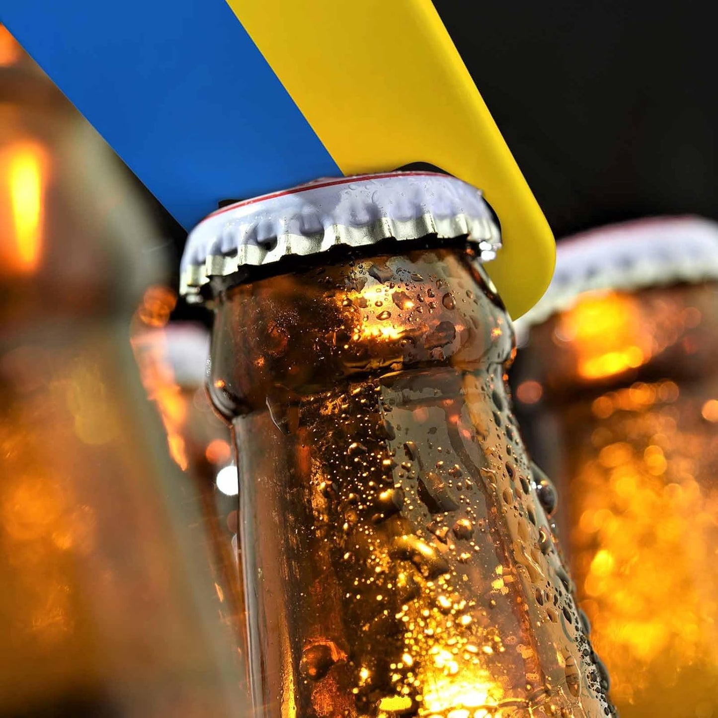 Ukraine Flag Stainless Steel Bottle Opener Yellow Blue Ukrainian Symbol Emblem Flat Beer Bottle Opener Keychain for Home Kitchen Bar Restaurant Party Birthday Gift