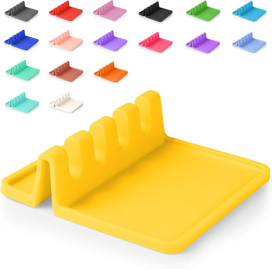 Zulay Kitchen Silicone Utensil Rest with Drip Pad for Multiple Utensils - BPA-Free, Heat-Resistant Spoon Rest & Spoon Holder for Stove Top - Kitchen Utensil Holder for Ladles & Tongs - Yellow
