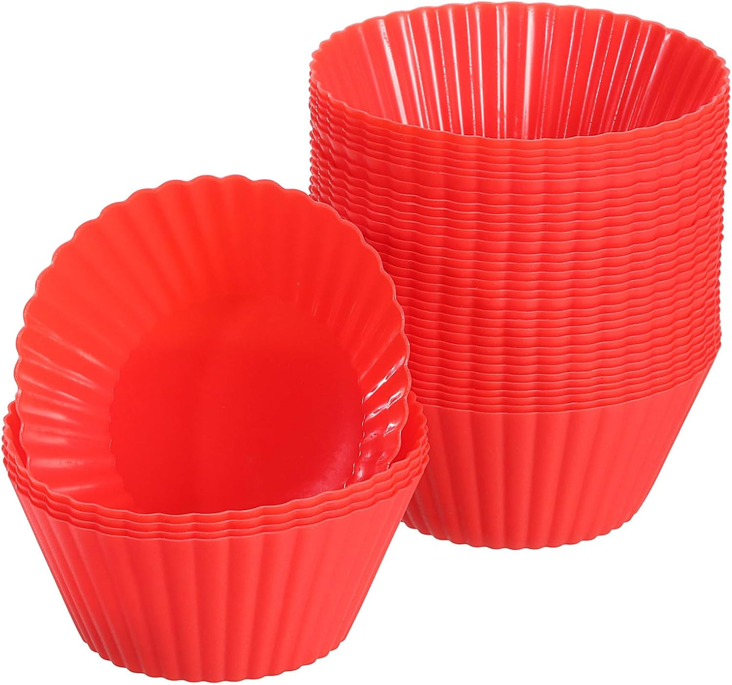 uxcell 36Pcs Silicone Cupcake Liners, Non-Stick Baking Cups, for Cooking Eggs, Baking Muffins and Make a Cake(Red)