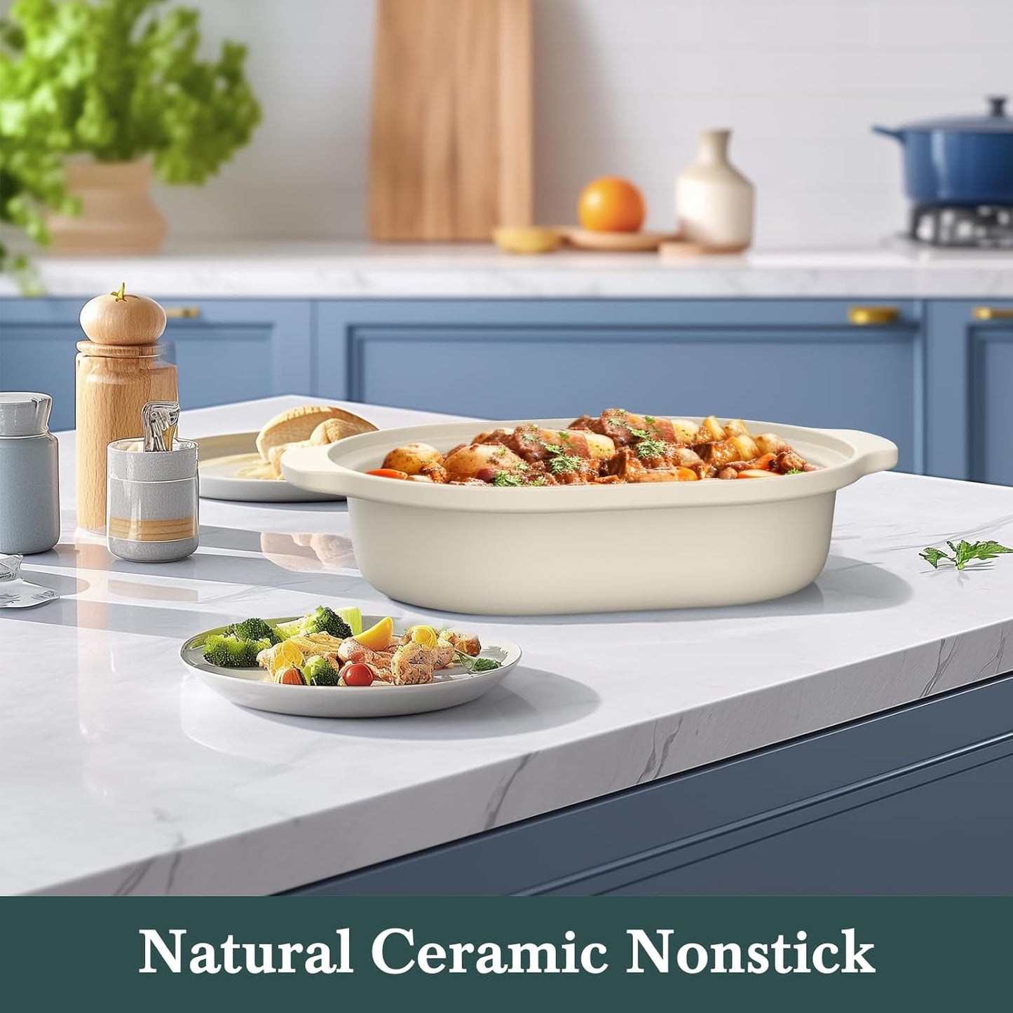 MAGNIFIQUE 4 Quart Claypot Multi-Cooker, with 8-in-1 Casserole Programmable Slow Cooker, Dutch Oven, Pasta, Nonstick Oven Safe Pot to 450°F, Oatmeal