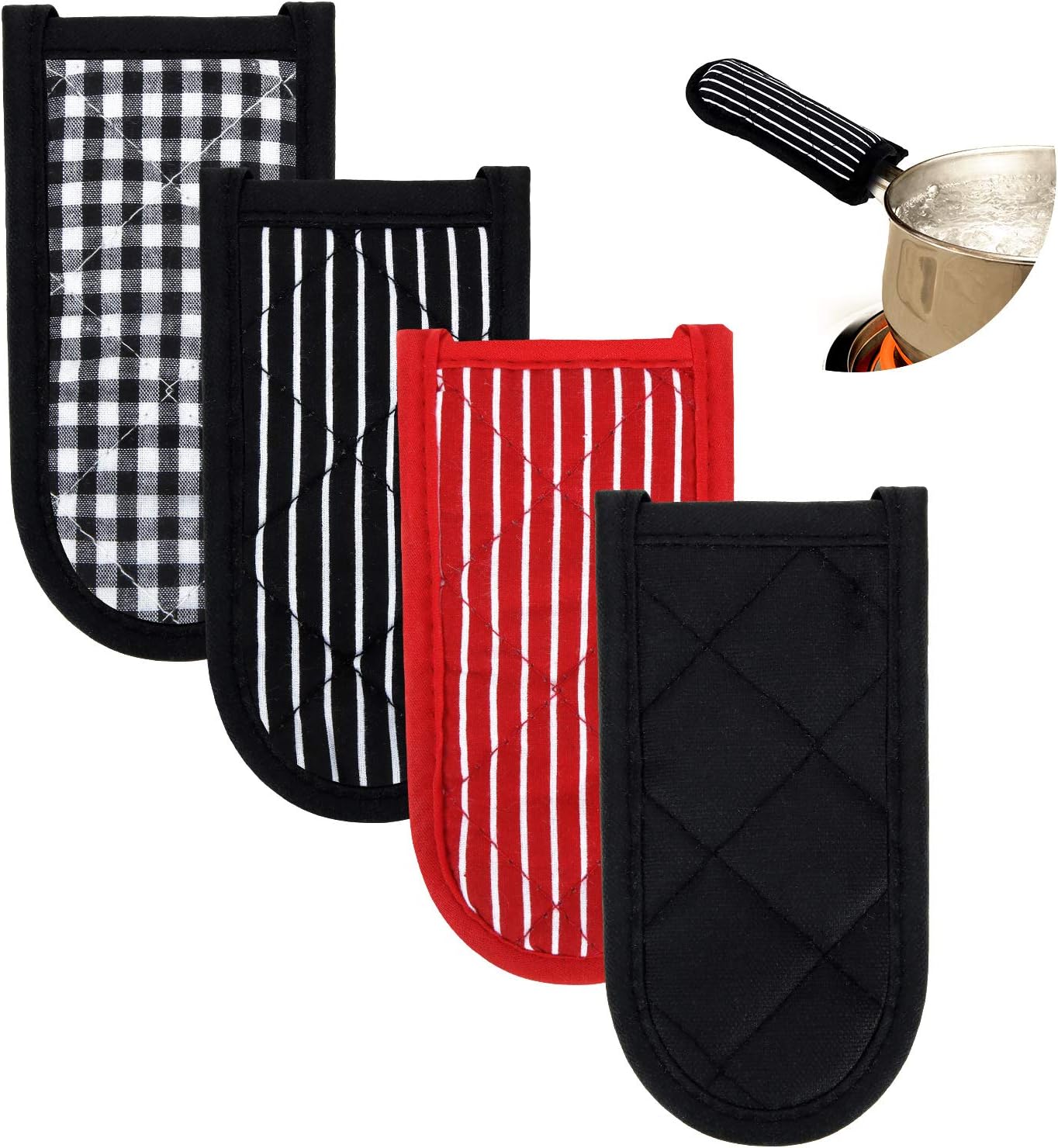 Patelai 4 Pieces Pan Handle Covers Heat Resistant, Hot Handle Holders Non Slip Pan Sleeves Cast Iron Skillet Holder Covers for Home Kitchen Cooking Tools(Eye-catching Styles)