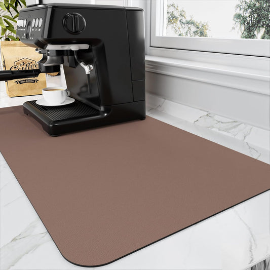 Coffee Mat - Absorbent Hide Stain Rubber Backed Dish Drying Mat for Kitchen Counter - Bar Mats for Countertops Accessories Fit Under Coffee Maker Espresso Machine