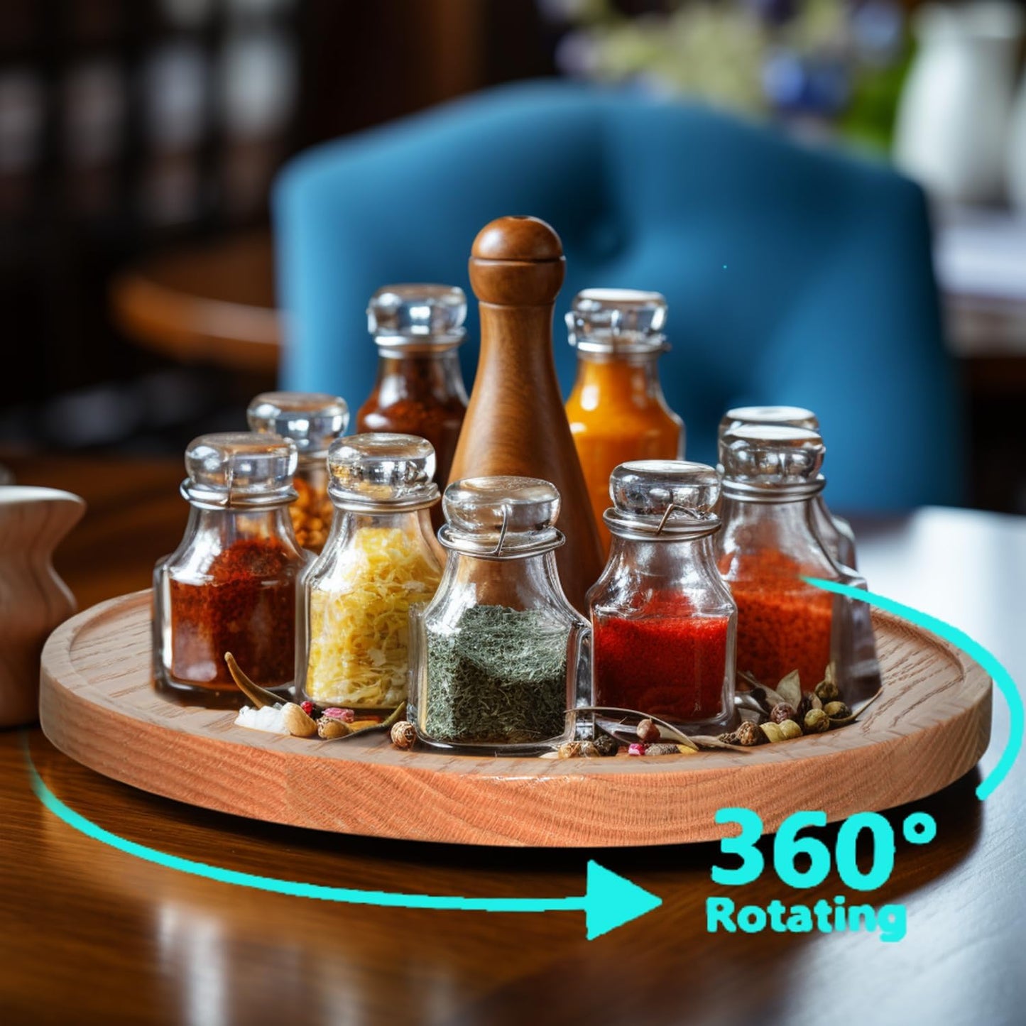 10" USA Oak Wood Lazy Susan Organizer Kitchen Turntable for Cabinet Pantry Table Organize