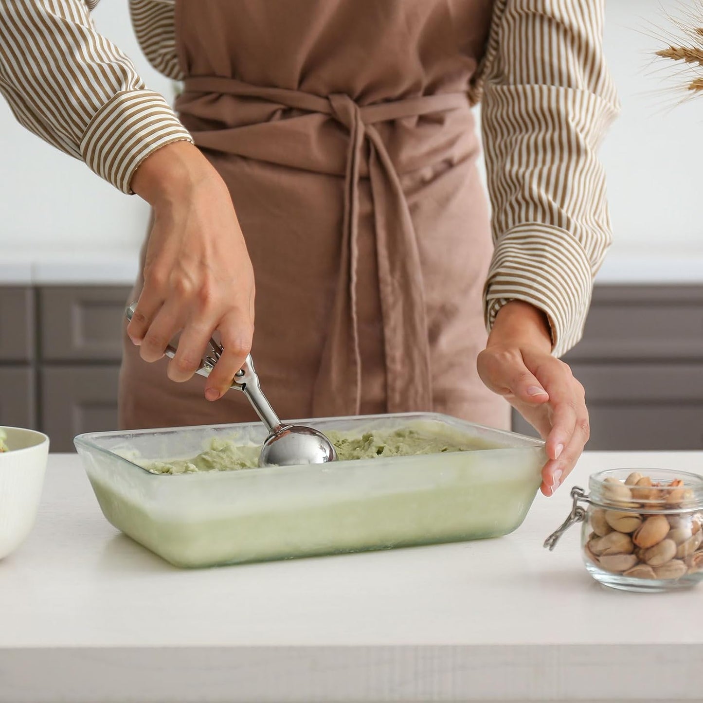 uxcell 3 Pcs Cookie Scoops, Ice Cream Scoop with Trigger for Baking Cookie Dough Rice Pudding Kitchen Gadget, Green