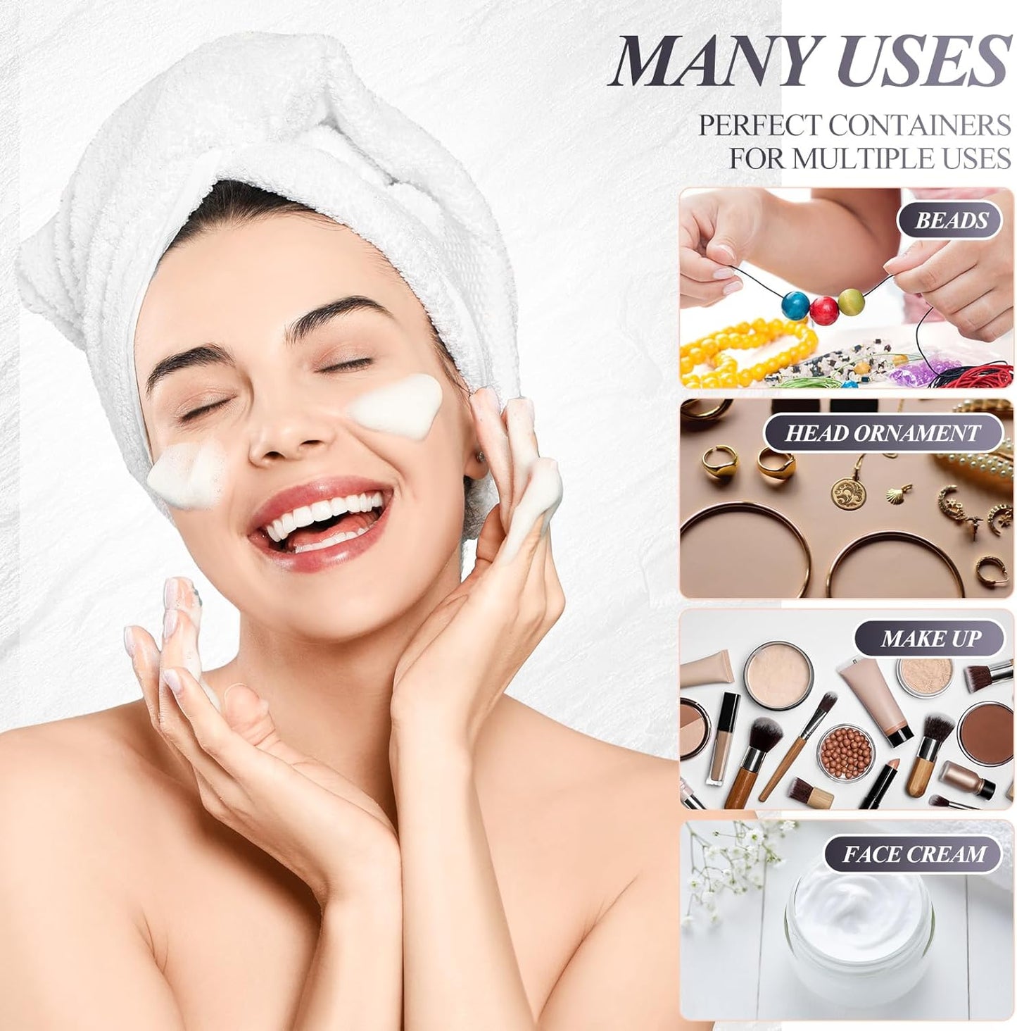 SATINIOR 6 Pack 16 oz Plastic Jars Containers with Lids Wide-mouth Refillable Leakproof Reusable Round Empty Jars for Travel Cosmetic Dry Food Spice Cookie Candy Home Kitchen Organizing(Black)