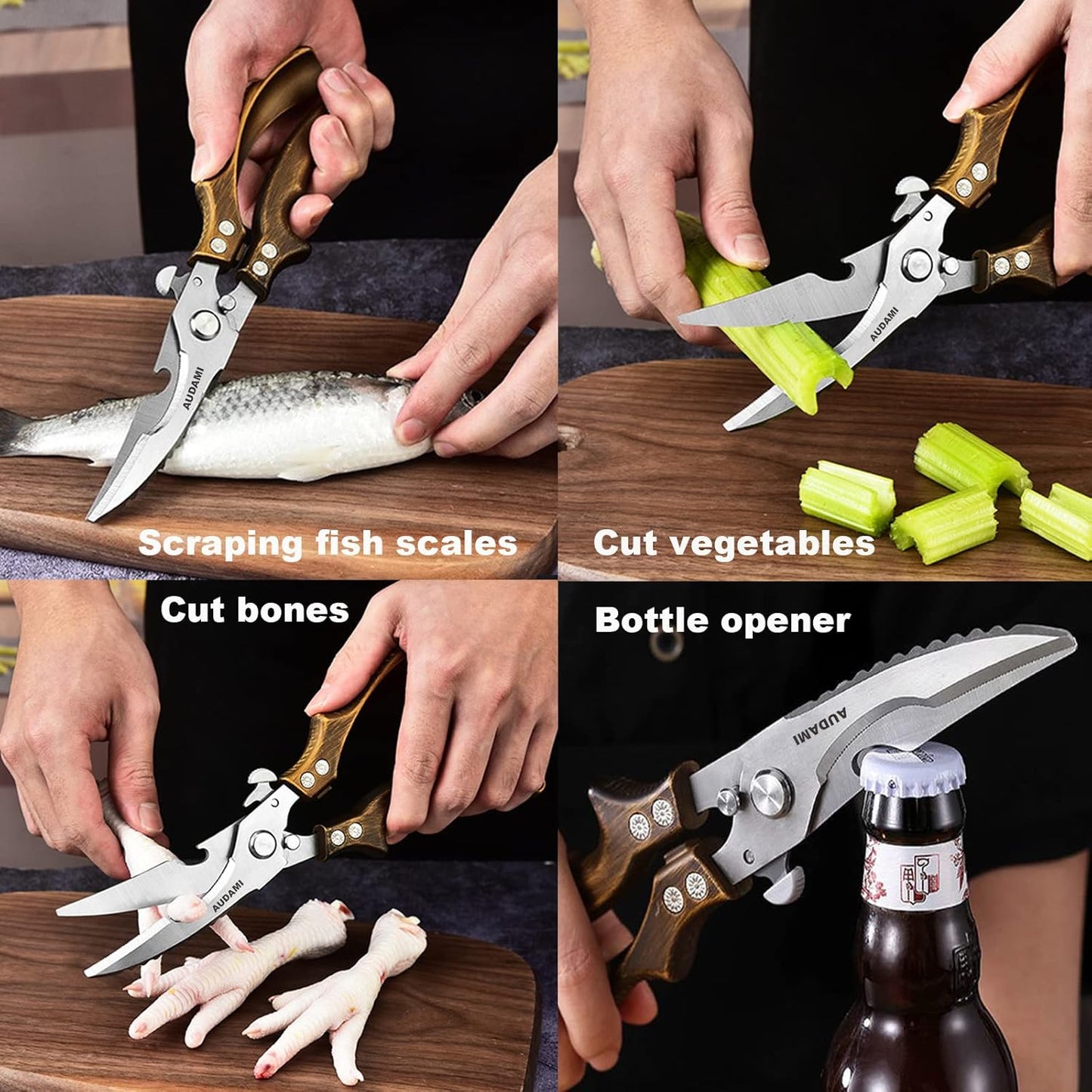 Premium Kitchen Shears 2-Pack Heavy Duty Poultry & Meat Scissors, Bone Shears for Cooking