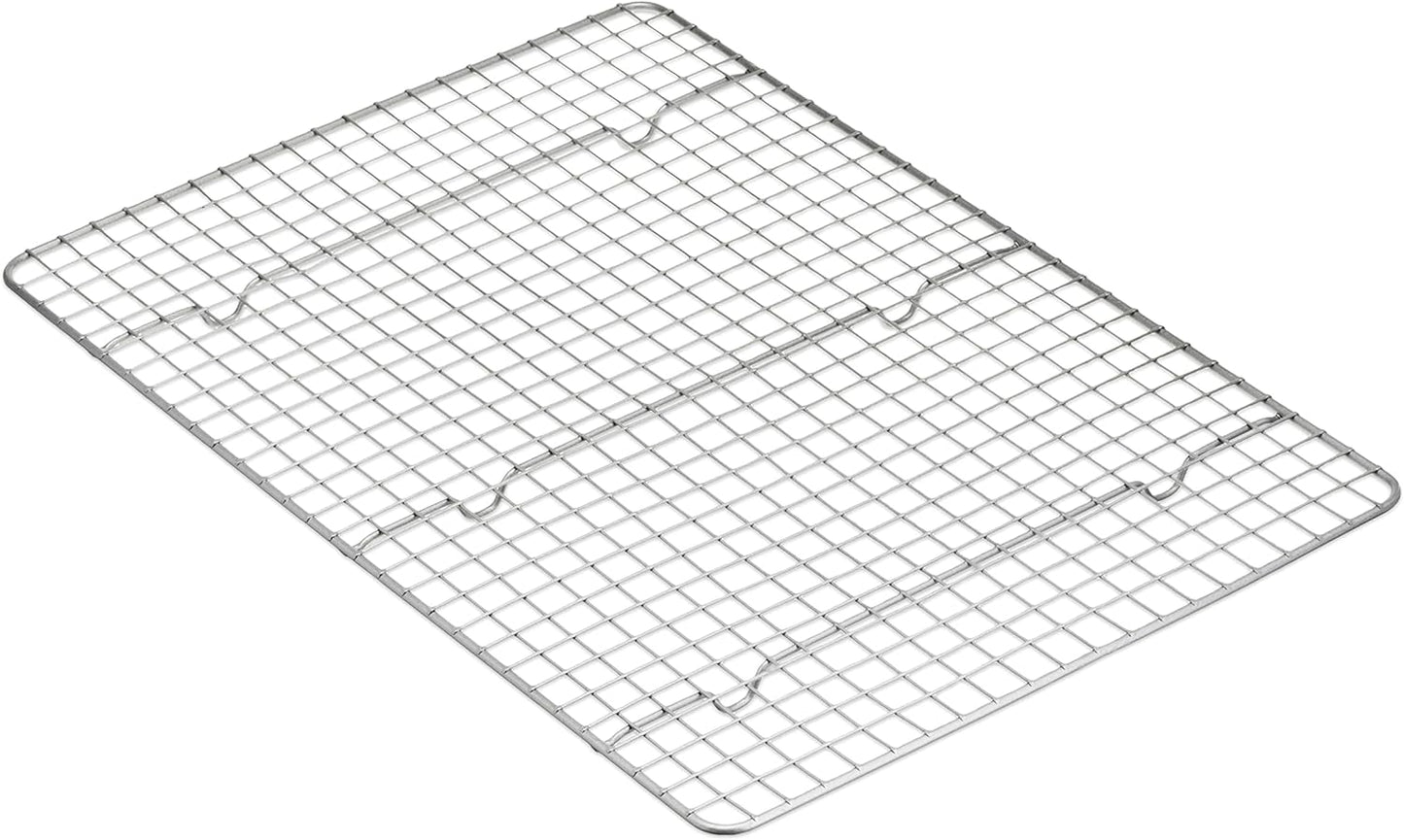 Amazon Basics Ceramic Nonstick Baking Sheets & Cooling Rack Set, Non-Toxic, Half Sheet Size, 2-Pack, Gray