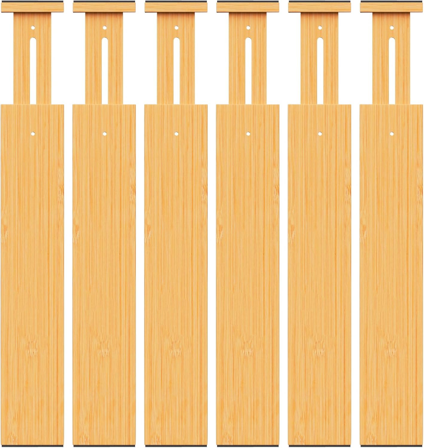 BAMBUROBA Bamboo Drawer Dividers, Adjustable Kitchen Drawer Organizer for Clothes,17-22" Expandable Drawer Organization Separators for Bedroom,Bathroom,Dresser and Office,6-Pack