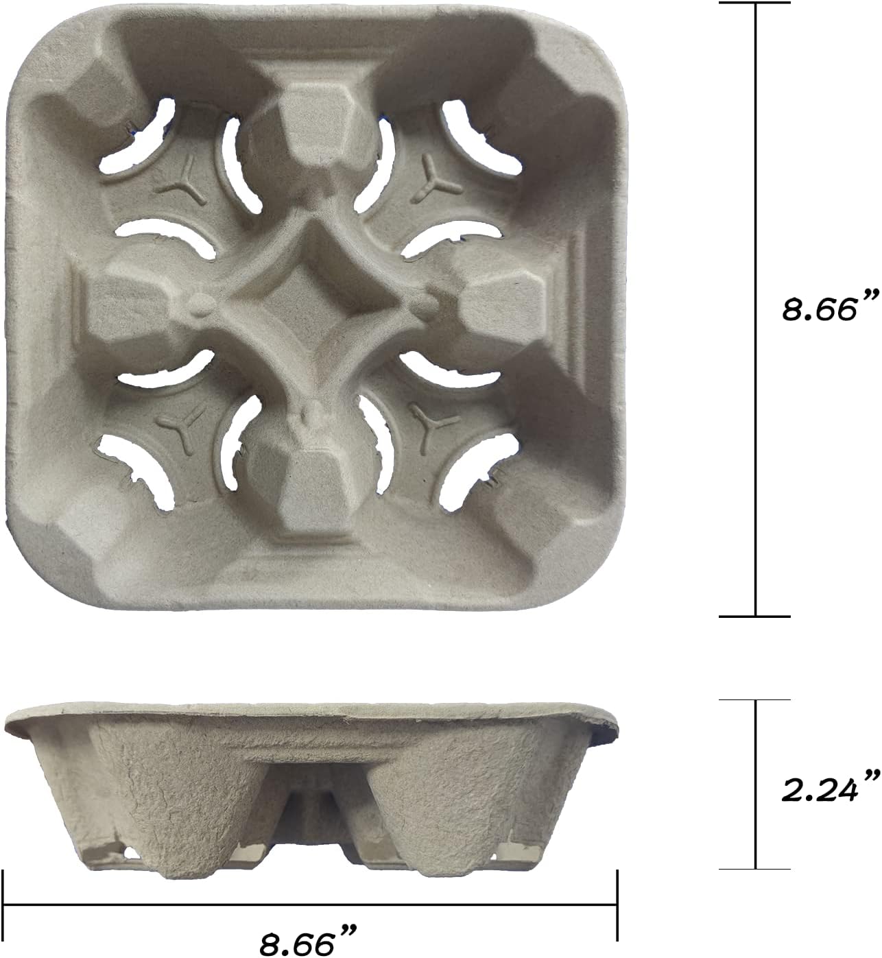 4 Cup Drink Carriers Disposable Coffee Take Out Trays 100 Pcs Pack Pulp Fiber Delivery Cups Holder for Hot and Cold Drinks