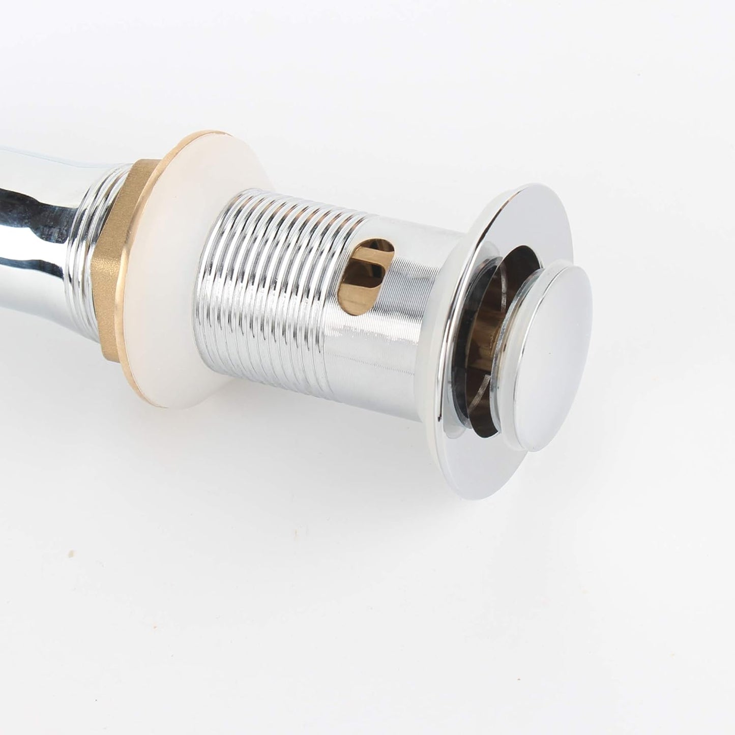 Polished Chrome Pop Up Sink Drain with Overflow, Bathroom Faucet Vessel Vanity Sink Drain with Detachable Basket Stopper