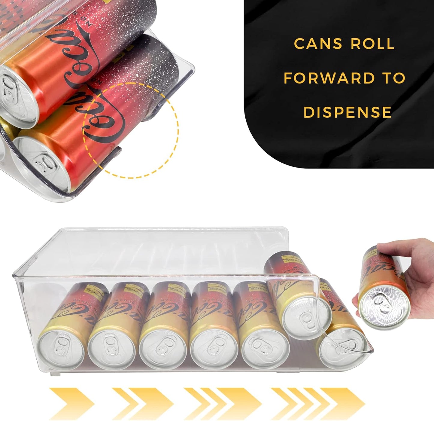 Skinny Can Organizer for Refrigerator, Stackable Tall Skinny Soda Pop Can Holder Dispenser with Lid for Fridge Pantry Rack Freezer, Clear Plastic Storage Bins-Holds 12 Slim Cans (See-through)