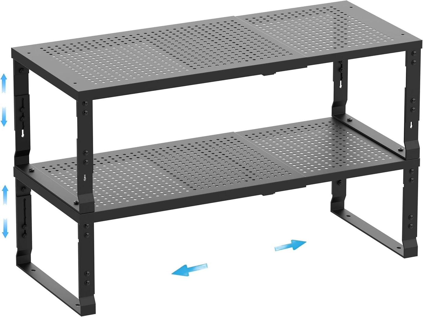 Expandable Spice Rack,Stackable Storage for Cabinet, Multi-Functional Kitchen Shelving,Height-Adjustable,Sustainable Organizer Solution(2Packs/Black/Large)