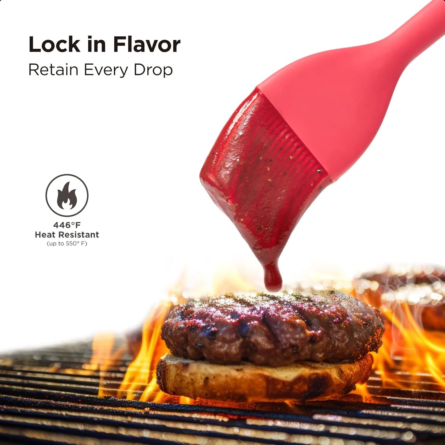 Kitchen Mama WaltzGrip Platinum Silicone Basting Pastry Brush: Set of 2 Heat-Resistant Brushes Utensils for Cooking, Baking, Grilling, Barbecue, and Spreading Oil, Butter, Egg - Dishwasher-Safe (Red)