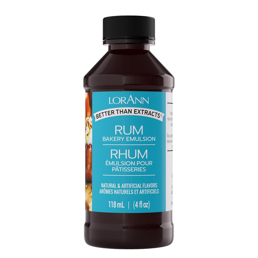 LorAnn Oils Rum Bakery Emulsion: Realistic Flavor, Ideal for Enhancing Boozy Notes in Baked Goods, Gluten-Free, Keto-Friendly, Extract Alternative Essential for Your Kitchen, 4 Oz