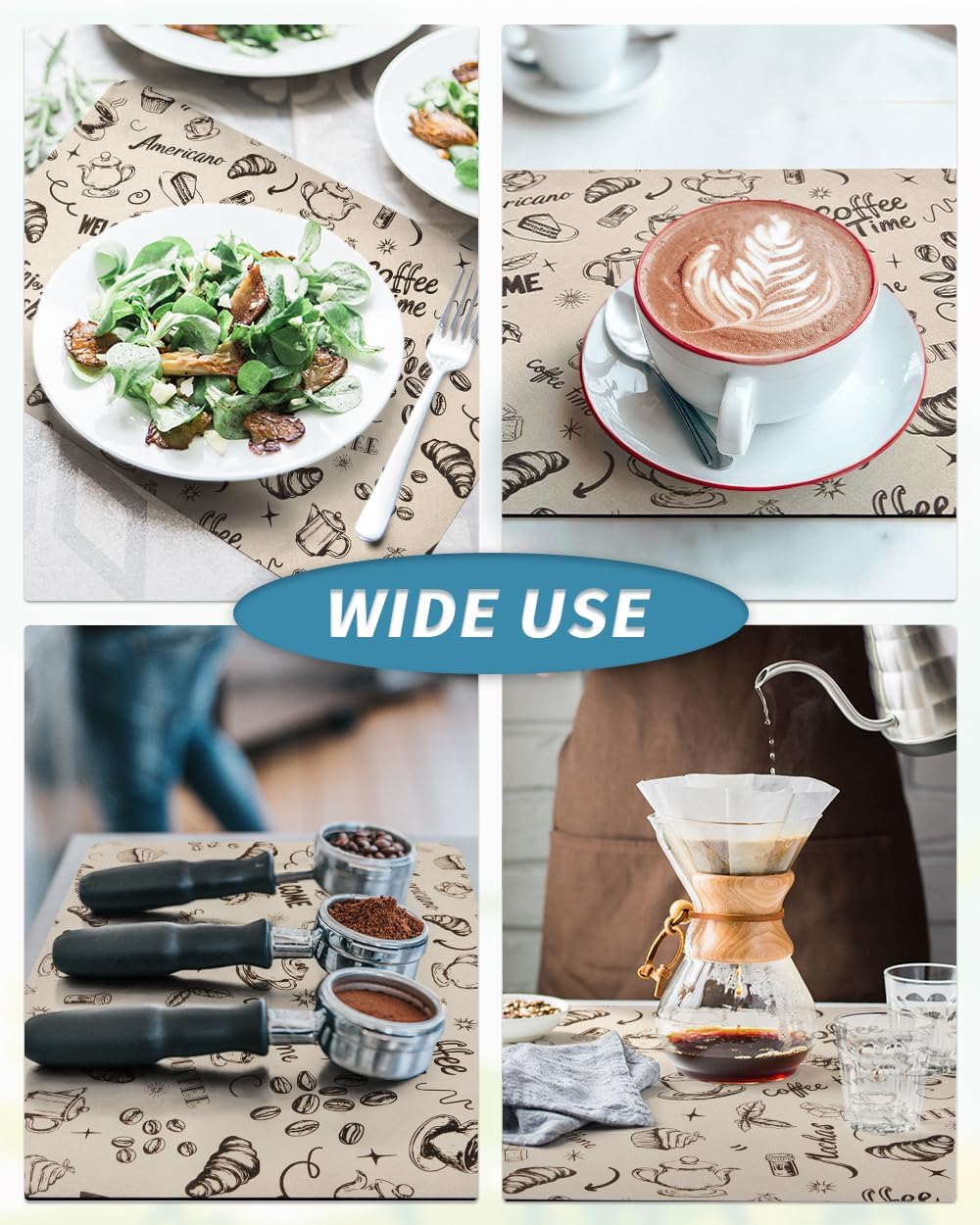 AMOAMI Coffee Mat Hide Stain Rubber Backed Absorbent Dish Drying Mat for Kitchen Counter - Fits Under Coffee Maker & Espresso Machine (12x19, Milk Tea)