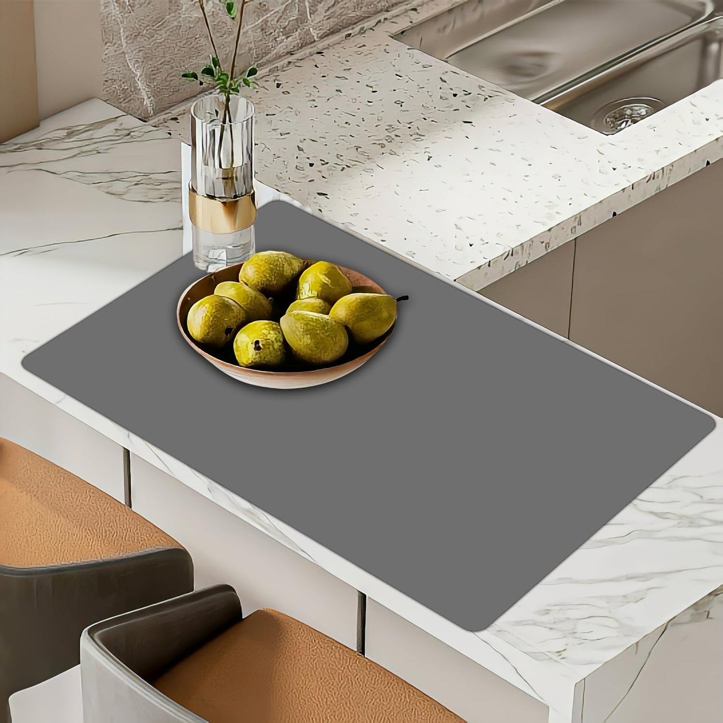 2MM Super Thick Large Silicone Mat, 23.6"x31.5", Non-Slip Heat Resistant, Thicken Kitchen Counter Mats, Waterproof Countertop Protector for Craft (Dark Grey)