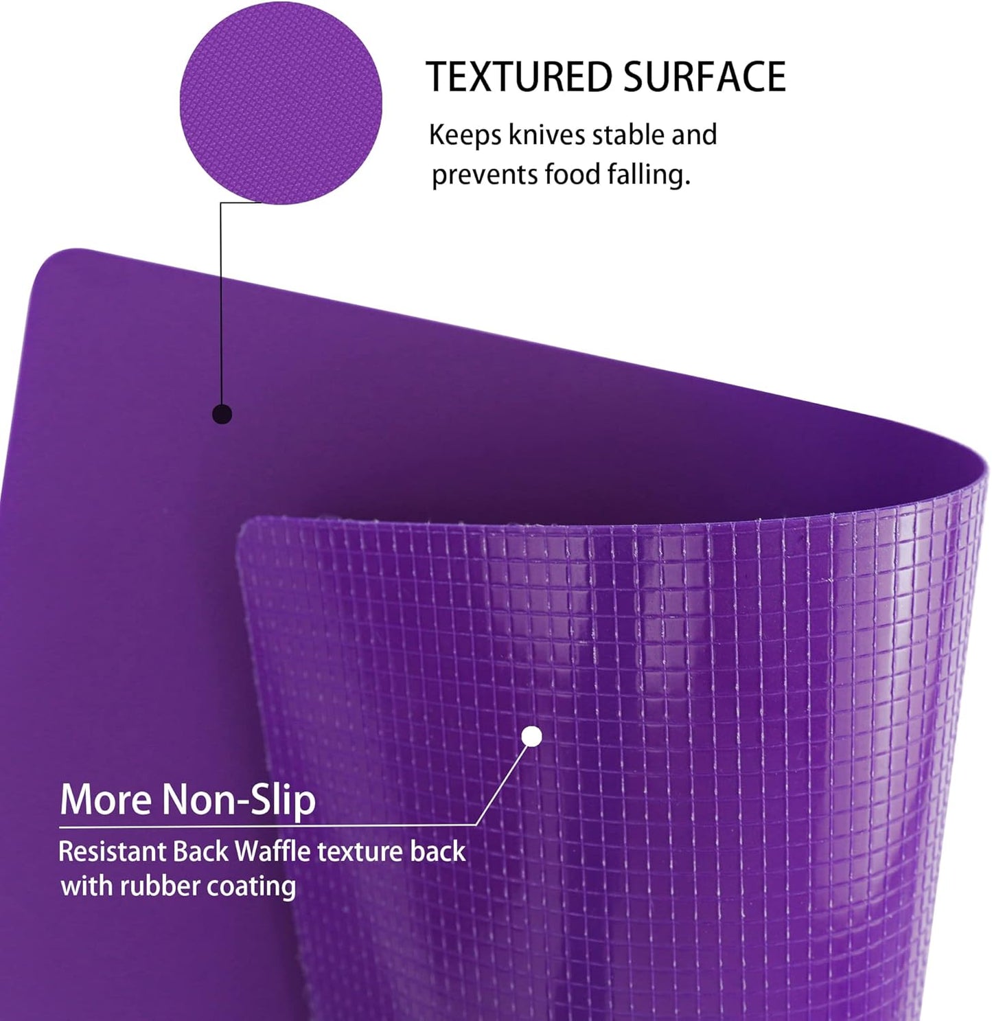 ZVP Flexible Plastic Cutting Board Set of 5 Gradient Color, Colorful Chopping Boards, BPA Free Mats, Non Slip, Dishwasher Safe, 15x12 Inch, Purple Multi-Color