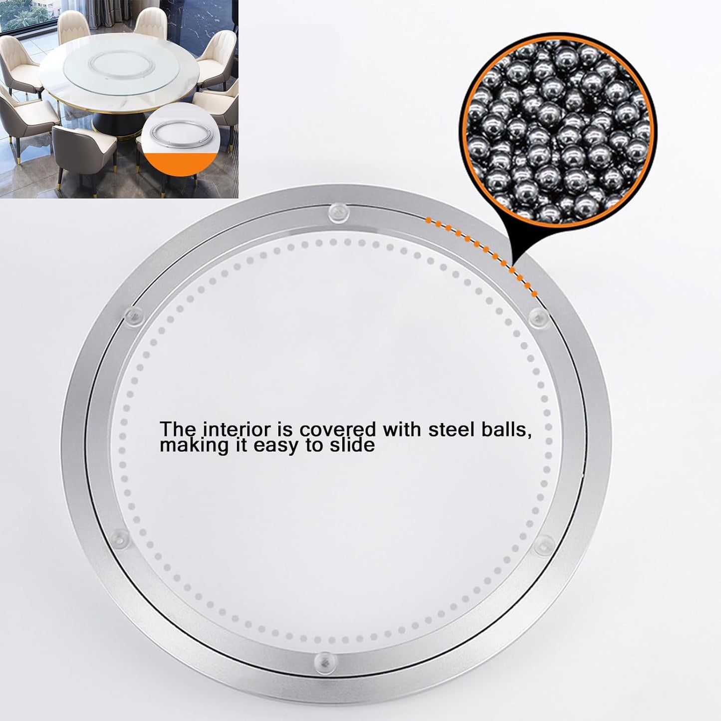 Heavy Duty Lazy Susan Hardware 20 Inchs Aluminum Bearing Metal Rotating Turntable Bearings Swivel Hardware for Dining-Table and Workbench Non-Slip