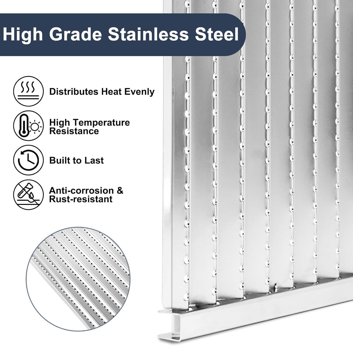 Criditpid Grill Replacement Parts for Charbroil 463242716 463257520 463242715 463276016, Cooking Grates & Grill Emitter Plates Kit for 4 Burner Charbroil Commercial Grill.