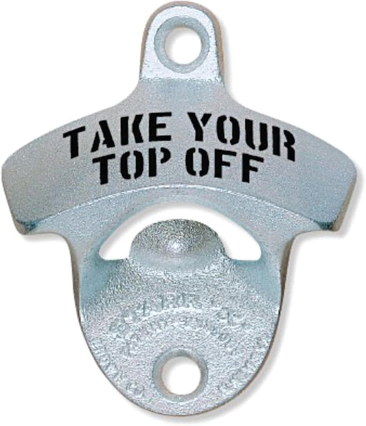 STARR "X" Take Your Top Off | Classic Wall Mounted Beer Bottle Opener for Home Bar, Kitchen, Patio, or Man Cave | Easy Cap Removal, Zinc Plated Cast Iron