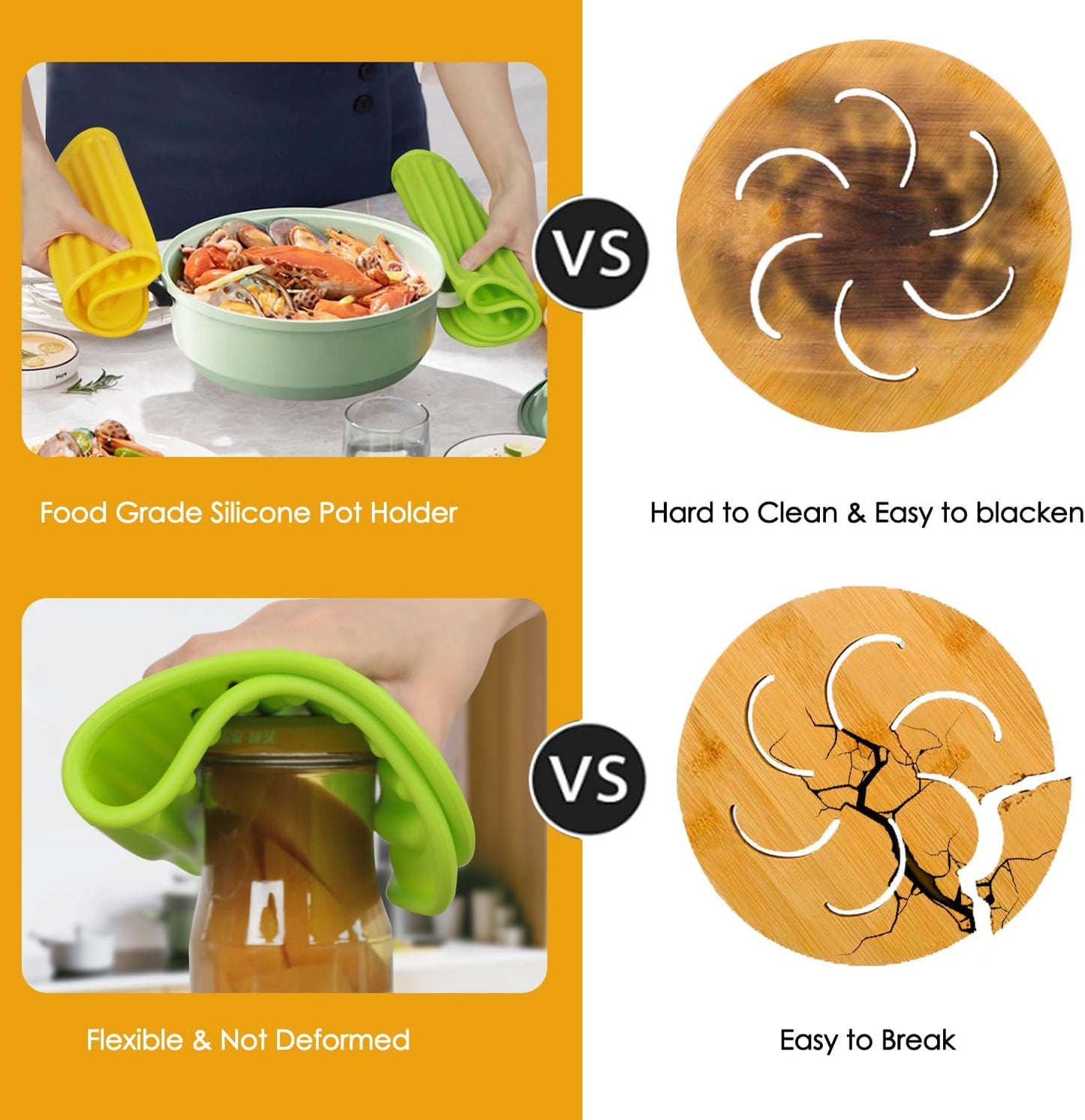 5 Pack Silicone Trivets for Hot Pots and Pans, 9 * 12Inch SiliconeTrivet for HotDishes, Colorful Heat Resistant Silicone Mat, Non-Slip Hot Pads Pot Holders for Kitchen Counter Hot Plate Mat