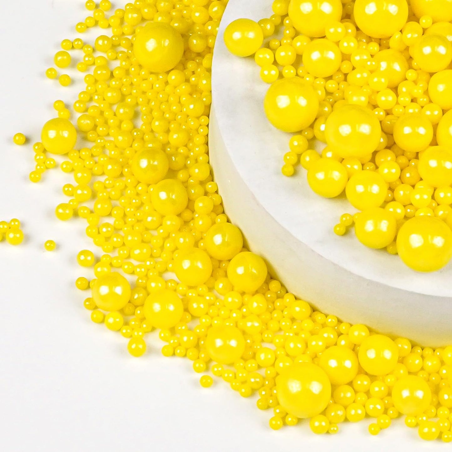 Yellow Pearl Sprinkles for Cake Decorating, Edible Candy Sugar Pearls, 150g/5.29oz Mix Size, Cake Decorations, Cupcake Topper, Ice cream, Cookie, Holiday, Easter, Valentine's Day, Christmas Supplies
