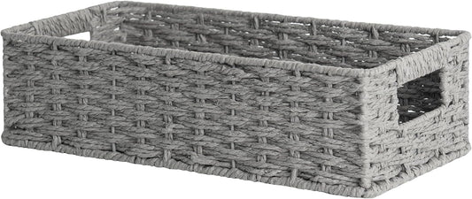 StorageWorks Toilet Tank Basket for Bathroom, Round Paper Rope Wicker Storage Basket Back of Toilet Tank Top, 14 ¼"L x 6 ¾"W x 3 ¾"H, 1 Pack