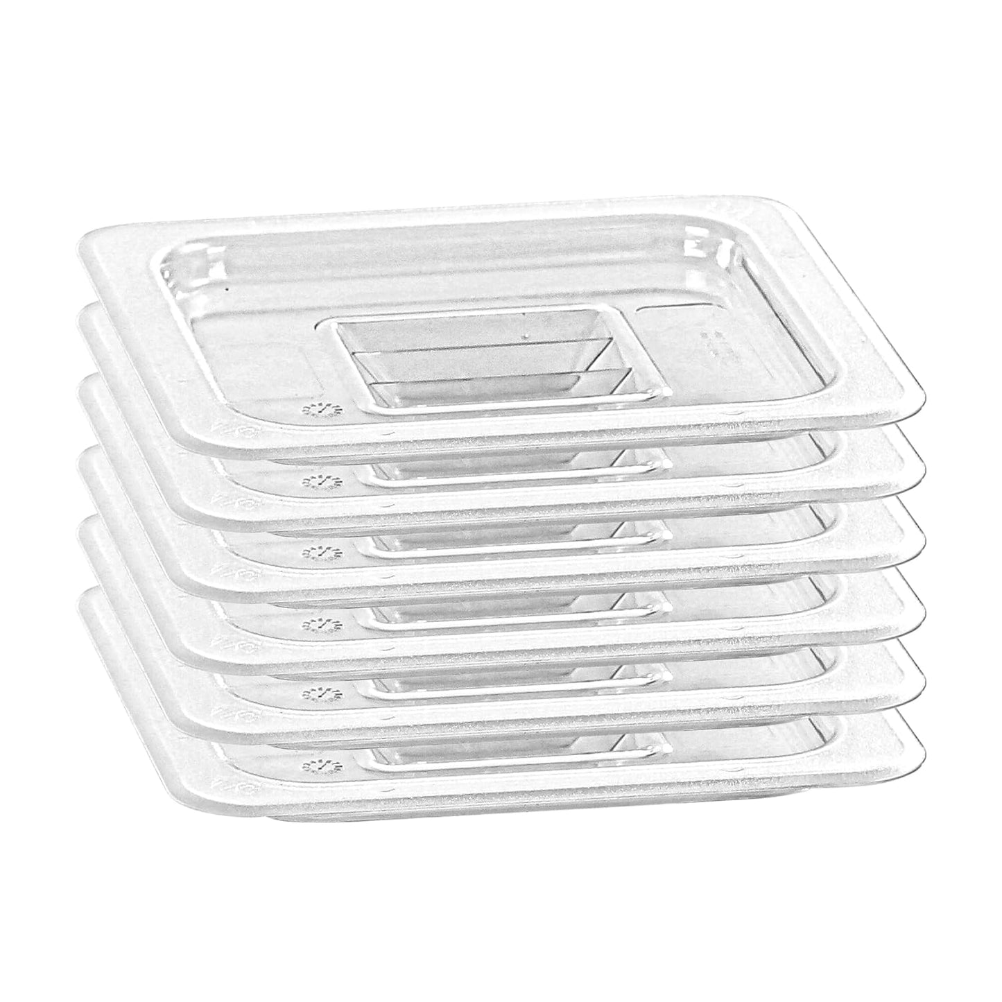 6 PCS Food Pan Lids 1/6 Size Polycarbonate Clear Pan Lids with Handle Food Storagge Container Cover for Commercial Restaurant Hotel Dishwasher Safety